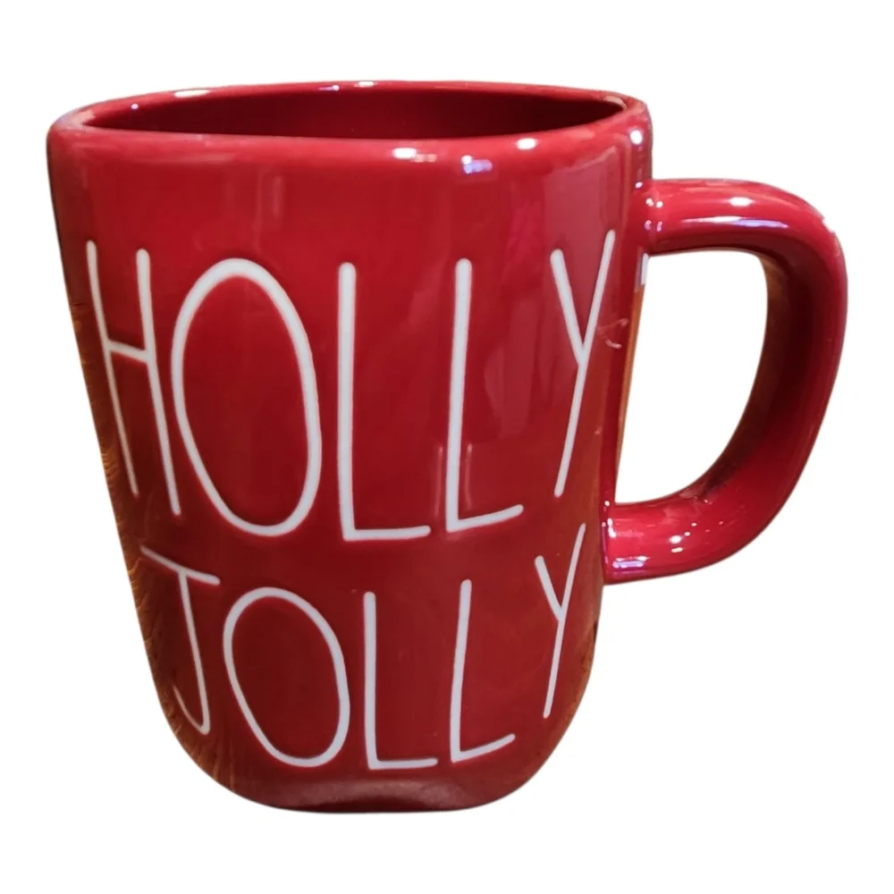 Holly Jolly Rae Dunn Magenta Artisan Collection Graphic Red Christmas Mug